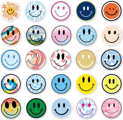 Okado Smiley/Emoji Stickers Set 50 Stuks – Vinyl Plakstickers 4-6 cm voor Laptop, Koffer, Waterfles en Planner