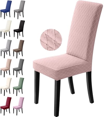 Dailygoods - Dailygoody - Stoelhoezen - Stretch Eetstoelhoezen - Moderne Elastische Stoelhoes - Roze - Beschermende Stoelbekleding - Geschikt voor Eetkamer - 6 Stuk