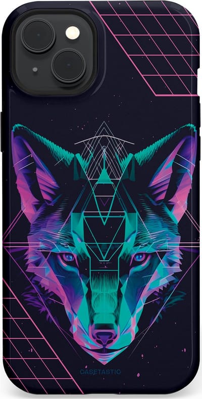 Casetastic hoesje geschikt voor Apple iPhone 15 Plus - MagSafe - Dubbellaagse bescherming - Neon Wolf - Fashion Case - Donkerblauw