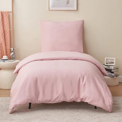 Thijox - Beddengoedset Roze Dekbedovertrek 140 x 200 cm met Kussensloop 65 x 65 cm - Microvezel - Ideaal voor Slaapkamer en Kinderkamer