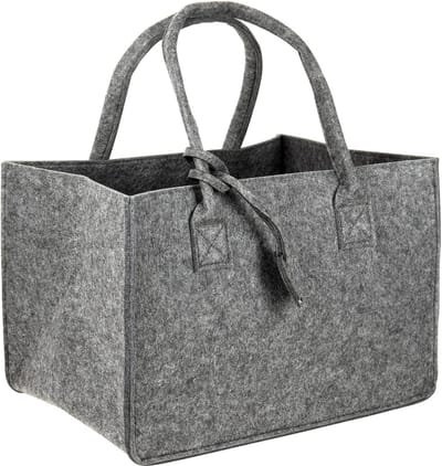 Vilten tas in 7 kleuren 40x27x27cm brandhouttas boodschappentas opbergtas vilt tas vilten tassen, kleur: donkergrijs