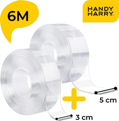 Handy Harry® Dubbelzijdig Magic Nano Gekko Grip Tape - Dubbelzijdige Tape - Herbruikbaar En Wasbaar - 6 Meter