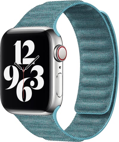 By Qubix - Geschikt voor Apple Watch bandje - Denim nylon bandje - Lichtblauw - Geschikt voor Apple Watch 38mm / 40mm / 41mm / 42mm - nylon - bandje iWatch