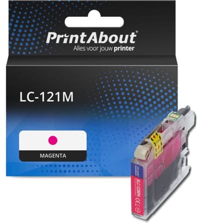 PrintAbout huismerk Inktcartridge LC-121M Magenta Geschikt voor Brother