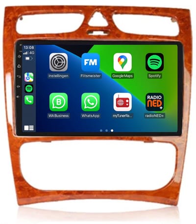 CarPlay autoradio geschikt voor Mercedes G-klasse | 2005 t/m 2011 | Android 13 | Draadloos Apple CarPlay & Android Auto | 2GB + 32GB | 8-Core processor | Davilon | 2025 model | Houtkleurig frame | Bluetooth & Wifi