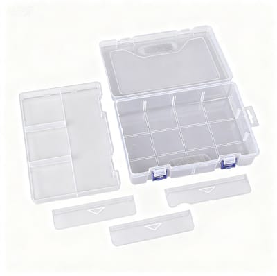 Set van 3 Opbergdozen Plastic Dubbellaags 23x16x6 cm – Transparant & Afsluitbaar – Multifunctionele Sorteerdoos