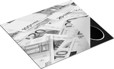 Chefcare Inductie Beschermer Euro Geld Biljetten - Briefjes - Zwart Wit - 60x50 cm - Afdekplaat Inductie - Kookplaat Beschermer - Inductie Mat