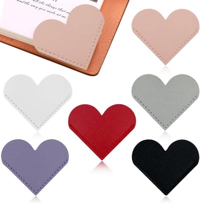 6 stuks hartvormige bladwijzers van leer, boekenleggers voor hoekpagina's, accessoire voor boeken, boekenleggers, handgemaakt, schattige bladwijzers voor kinderen, vrouwen, leesliefhebbers