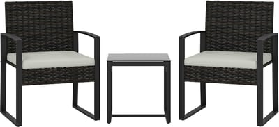 Outsunny Leisure Coffee Set-Staal, PE-Rattan-55L x 58B x 76H cm-Crème