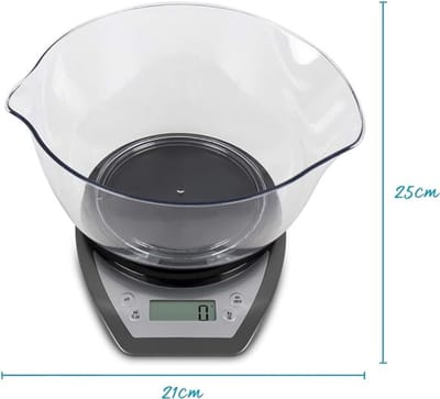 VIN® Keukenweegschaal Digitaal Met Kom - Weegschaal Keuken Electrisch Tot 5kg - Precisie Weegschaal - Weegschaalkeuken Met Kom Van 2 l - LCD-display