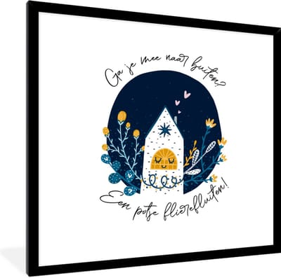 Fotolijst incl. Poster - Spreuken - Quotes - Ga je mee naar buiten? - 40x40 cm - Posterlijst