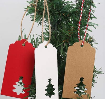 Kraft / Naturel / Wit / Rood Karton Label Kaartje Kerst - Boom - Kerstboom - Kartonnen Kerstlabels | Karton | Effen - Blanco - Kaart - Labels - Kraftpapier - Memokaart | Cadeau - Gift Tag - Leuk verpakt | Geschenk | DH collection
