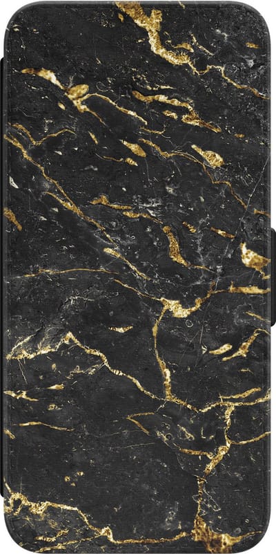 Leuke Telefoonhoesjes - Hoesje geschikt voor Samsung Galaxy A34 bookcase leer - Marmer zwart goud - Marmer zwart goud - Wallet Case met pasjeshouder - Marmer - Zwart, Goud