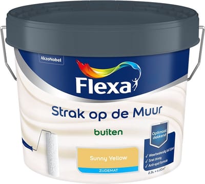 Flexa - Strak Op De Muur Buiten Zijdemat - Sunny Yellow - Mengverf - 2,5 L
