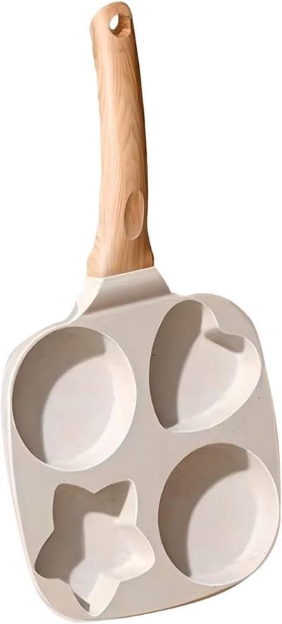 Koekenpan met vier gaten - Omeletmaker grillpan - Ontbijt bakken - Antiaanbaklaag handvat - 20 x 20 x 10 cm