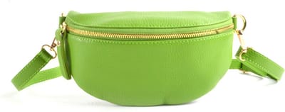 Giuliano Lederen Bumbag/Heuptas - appelgroen - made in Italy
