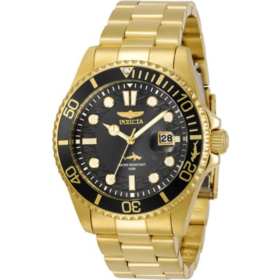 Invicta Pro Diver 30026 Heren Horloge - Waterdicht - Analoog - Quartz Uurwerk - Roestvrij Staal met zwarte Wijzerplaat - 43mm