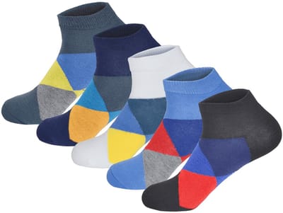 Geblokte sneakersokken | Ademend | Katoen | Merk: Gianvaglia | Maat: 35-40/ 41-46 | Heren | 5 Paar
