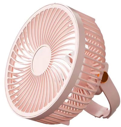 Draagbare oplaadbare bureauventilator met ledverlichting en haken – ventilator met 1200 mAh-accu voor tenten en reizen