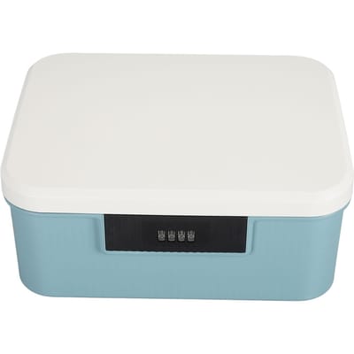 9L Capaciteit Afsluitbare Opbergkoffer voor Bestanden Document Organizer Dubbele Laag Wachtwoordopslag Afsluitbare Doos Sky Lake Blue