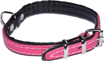 Roze leren hondenhalsband 16mm/40cm DINO
