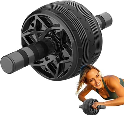Ab Wheel - Buikspierroller Kern trainer - Core training - Dubbele wielverbreding - 21 x 17 x 15 cm - Zwart