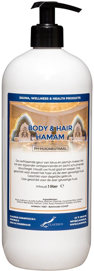 Body & Hair Hamam 1 liter met zwarte pomp - 2 in 1 voor lichaam en haar