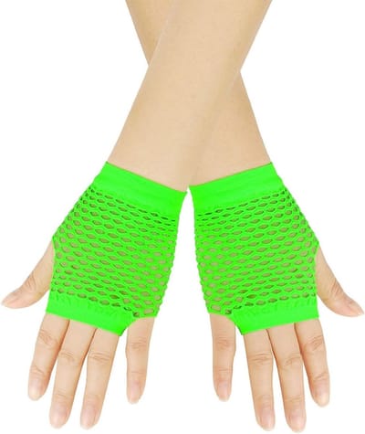 Elegante Donkergroene Visnet Handschoenen voor Feestoutfits en Jurken voor Vrouwen en Meisjes, One Size