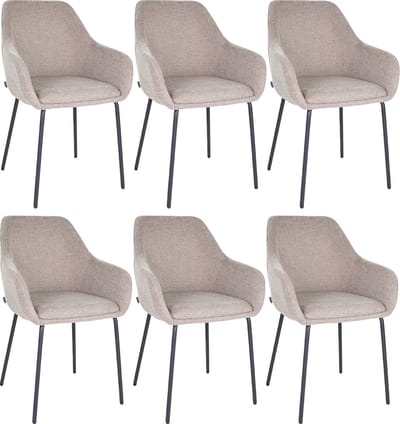 Set van 6 Kick eetkamerstoel Guus - Taupe