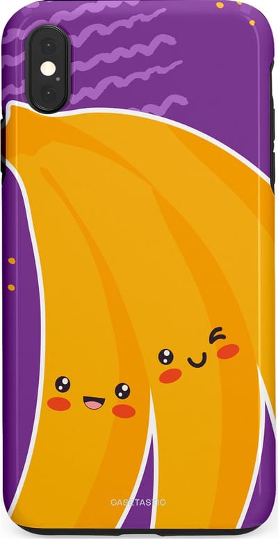 Casetastic hoesje geschikt voor Apple iPhone XS Max - Dubbellaagse bescherming - Blije Banaan - Fashion Case - Lavendel Geel