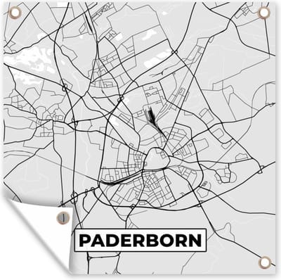 Tuin poster Kaart - Plattegrond - Stadskaart - Duitsland - Paderborn - 200x200 cm - Tuindoek