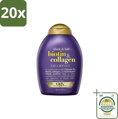 20 x OGX – Shampoo – Biotin & Collagen – 385 ml - Grootverpakking - Volume Shampoo - Collagen Biotine Shampoo - Volumegevende Shampoo - Haargroei Shampoo - Haarkracht Shampoo