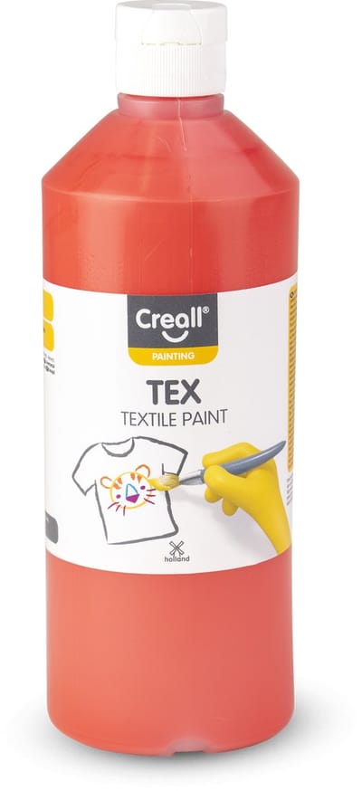 Creall Tex - Textiel- & Stoffenverf - Oranje - 500ml - Machine wasbaar na fixatie - Voor T-shirts, jeans, schoenen, stoffen tassen, meubels en auto-interieurs/hemelbekleding - Gemaakt in NL - Glutenvrij