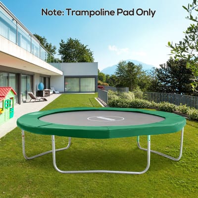 MEUNIQ trampolin randafdekking set Ø 305 cm met veiligheidsnet en weerhoes, 15 mm EPE vulling, PVC beschermrand voor ronde trampoline, groen