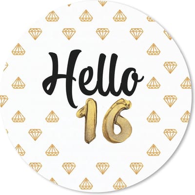 Muismat rond 20x20 cm - Mousepad Feest - Diamant - 16 jaar - Ronde muismatten