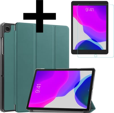 Hoes - Geschikt voor Apple iPad 7 (2019) - 10.2 inch - 7e Generatie - Met Screenprotector - Trifold Bookcase - Hard Cover Case - Met Uitsparing Geschikt voor Apple Pencil - Hardcover Book - Tablet Hoesje - Donkergroen