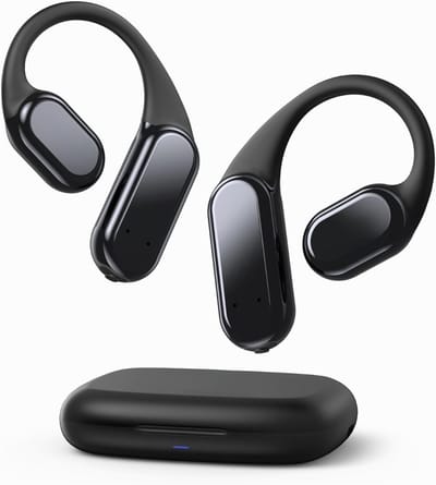 SNJY® Bone Conduction Headphone - Sporthoofdtelefoon Draadloos - Sport Oordopjes - Hardloop Oortjes - Met Doosje - Zwart