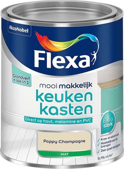 Flexa - Mooi Makkelijk Keukenkasten Mat - Poppy Champagne - Mengverf - 750 Ml