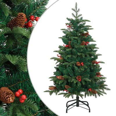 vidaXL - Kunstkerstboom - met - scharnieren - dennenappels - en - bessen - 150 - cm