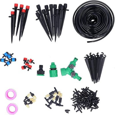 Tuinirrigatiesysteem - Bewateringsset Drup - Planten Water Geven - Volledige Kit Inclusief - 25 Meter Slang - Zwart
