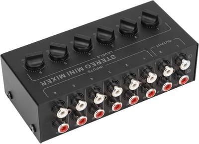 Dailygoods- Stereomixer 6-kanaals - Draagbare Mixer - Duurzaam/Antislip - Hoge Prestaties - Volumeregeling - Compact/Lichtgewicht - Audio Mixer