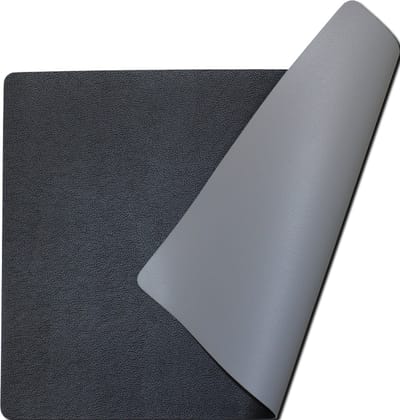 Lunar Placemats Set van 4 – Dubbelzijdig Zwart & Lichtgrijs – 30x43 cm – Leerlook Kunstleer – Afwasbaar – Onderlegger & Tafeldecoratie