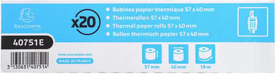 Exacompta 120x Rollen voor bank- en betaalkaartterminal 57x40x12x18 - 1 laags thermisch 55g/m2 zonder BPA. - Wit - 40751E