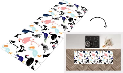 Keukenloper - Loper keuken - Patronen - Vogel - Flamingo - 150x50 cm - Keukenloper vinyl
