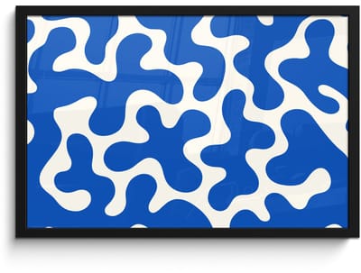 Poster in lijst - Fotolijst 60x40 cm - Posters - Vormen - Abstract - Blauw - Golven - Posterlijst zwart - Decoratie - Wanddecoratie woonkamer - Muurdecoratie slaapkamer