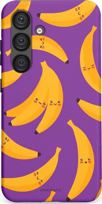 Casetastic Hoesje Geschikt voor Samsung S25 - Stijlvolle Beschermende Duo-layer Case - Kawaii Bananen