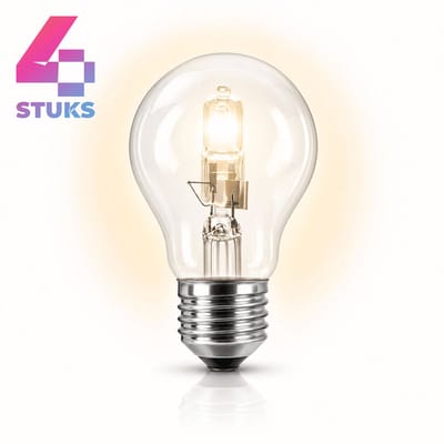 4x Peertje Halogeenlamp E27 - 100W - Warm Wit Licht (2700K) - 1900 lm - 2 jaar - Dimbaar