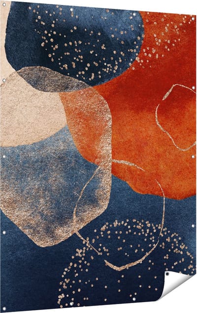 Gards Tuinposter Abstracte Kunst van Cirkels - 120x160 cm - Tuindoek - Tuindecoratie - Wanddecoratie buiten - Tuinschilderij