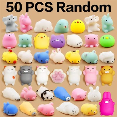 Mochi Squishies Kawaii Anima, jouets Squishy pour enfants, balle anti-Stress à presser, cadeaux de fête, jouets anti-Stress pour anniversaire, 50 à 5 pièces white