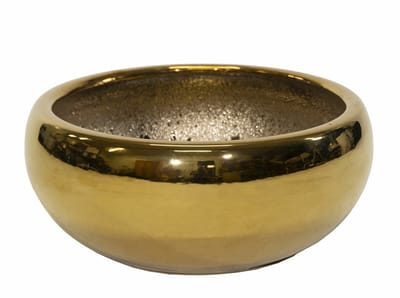 Mega Collections Bloempot/schaal Emperor laag - rond - goud - D27 x H15 cm - glans